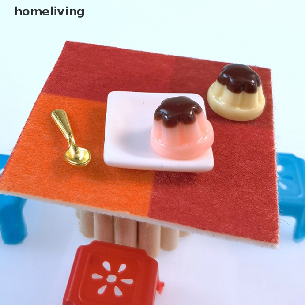 1 Bộ Mô Hình Bánh Pudding Trái Cây Tỉ Lệ 1: 12 Kèm Muỗng Trang Trí Nhà Búp Bê