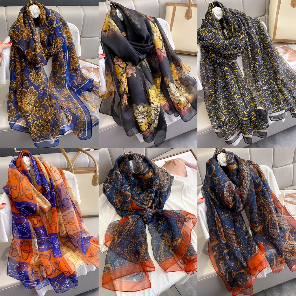 Khăn Choàng Lụa Mềm 135 * 190cm In Họa Tiết Sang Trọng Cho Nữ