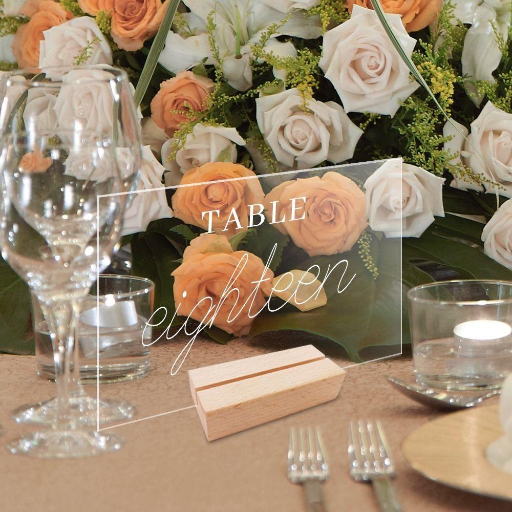 CONOPERY Bộ 2 Đế Gỗ Acrylic Trong Suốt In Số Để Bàn Trang Trí Tiệc Cưới