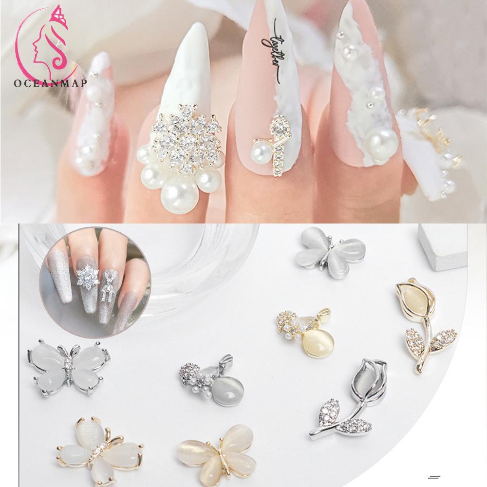 Đá Quý Nhân Tạo 3D Dùng Trang Trí Móng Tay Nghệ Thuật Diy Hình Hoa / Thỏ / Mặt Trăng Long Lanh