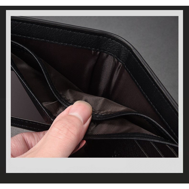 Ví đứng nam logo chìm cực đẹp da chống nước, bóp da nam ngang trẻ trung lịch lãm