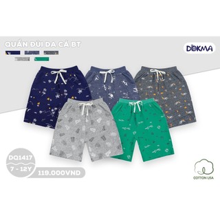 (7->12 tuổi) Quần đùi quần ngắn bé trai Dokma - chất cotton dệt da cá mềm mát, co giãn, chống mài mòn (DQ1417)