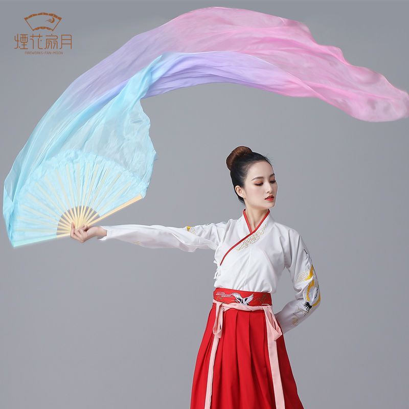 Quạt Lụa Dài Màu Gradient Dùng Biểu Diễn Múa Cổ Điển