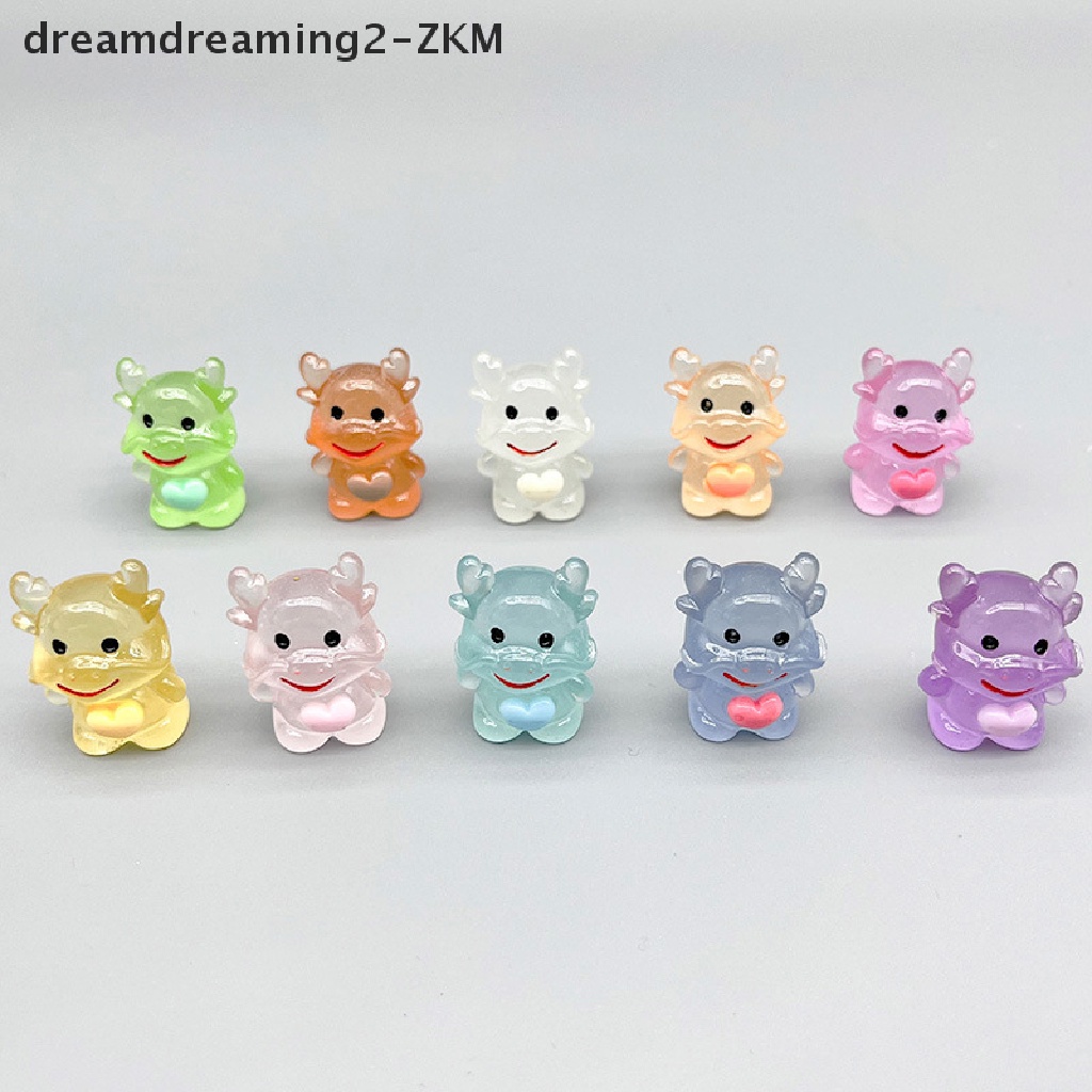 [Dreaming] Bộ 2 Tượng Rồng Dạ Quang Mini Bằng Nhựa Resin Dễ Thương Trang Trí Xe Hơi [zkm]