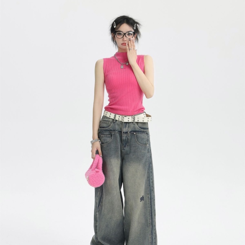 COZOK Áo Không Tay Cổ Cao Màu Sắc Đơn Giản Quyến Rũ Cho Nữ