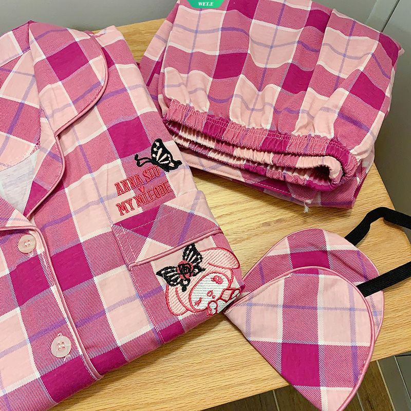 SANRIO Bộ Đồ Ngủ Tay Dài In Họa Tiết Hoạt Hình Melody Phong Cách Hàn Quốc Thời Trang Xuân Thu 2023