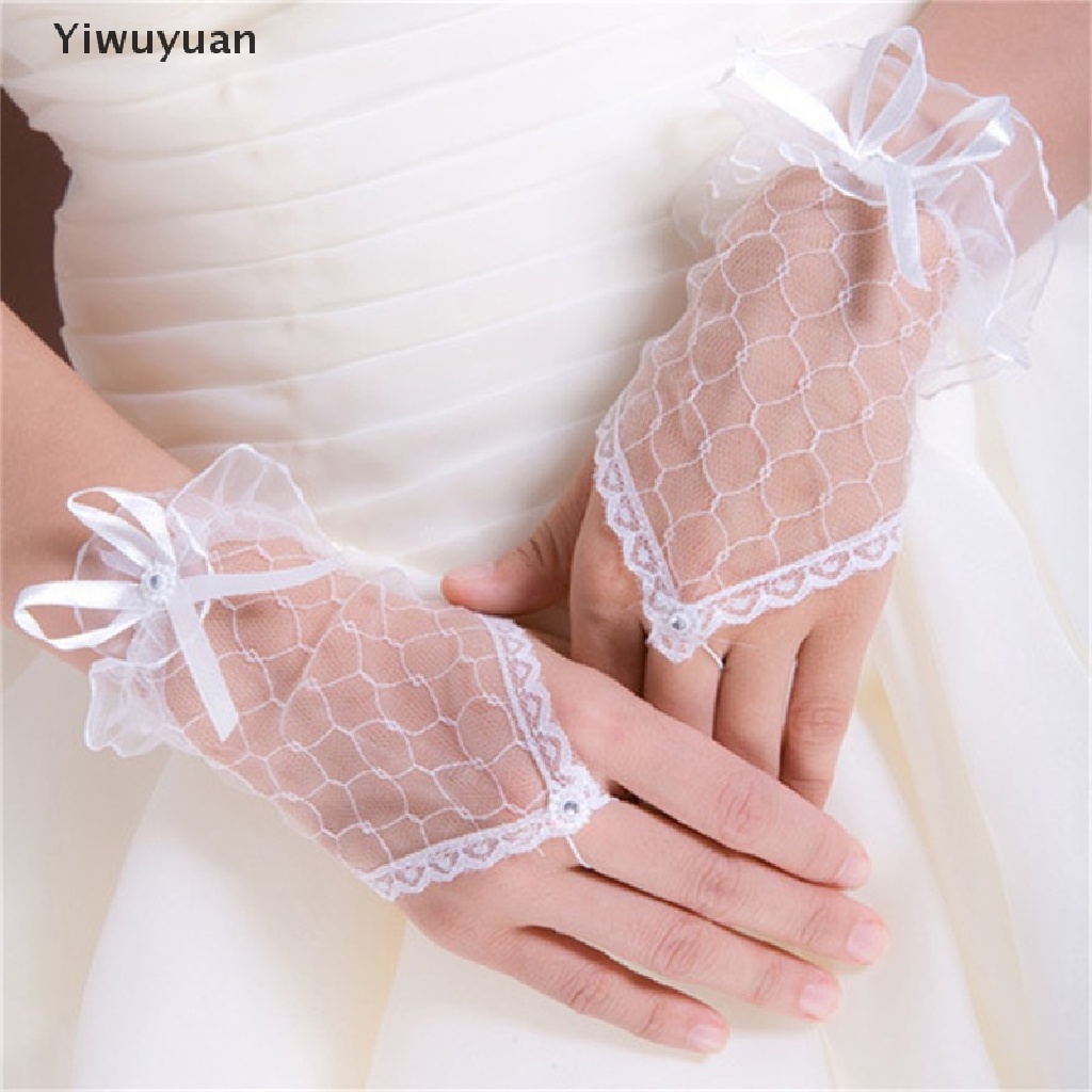 Găng Tay Ren Hở Ngón Đính Nơ Phong Cách Vintage