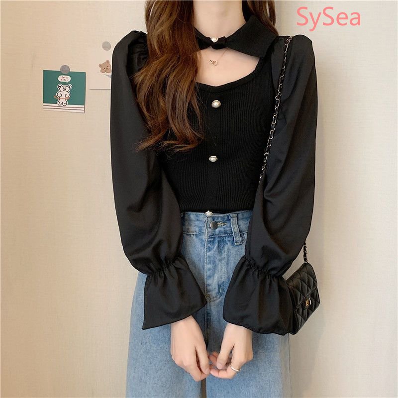 Áo Dệt Kim Tay Phồng Thời Trang Hàn Quốc Dành Cho Nữ