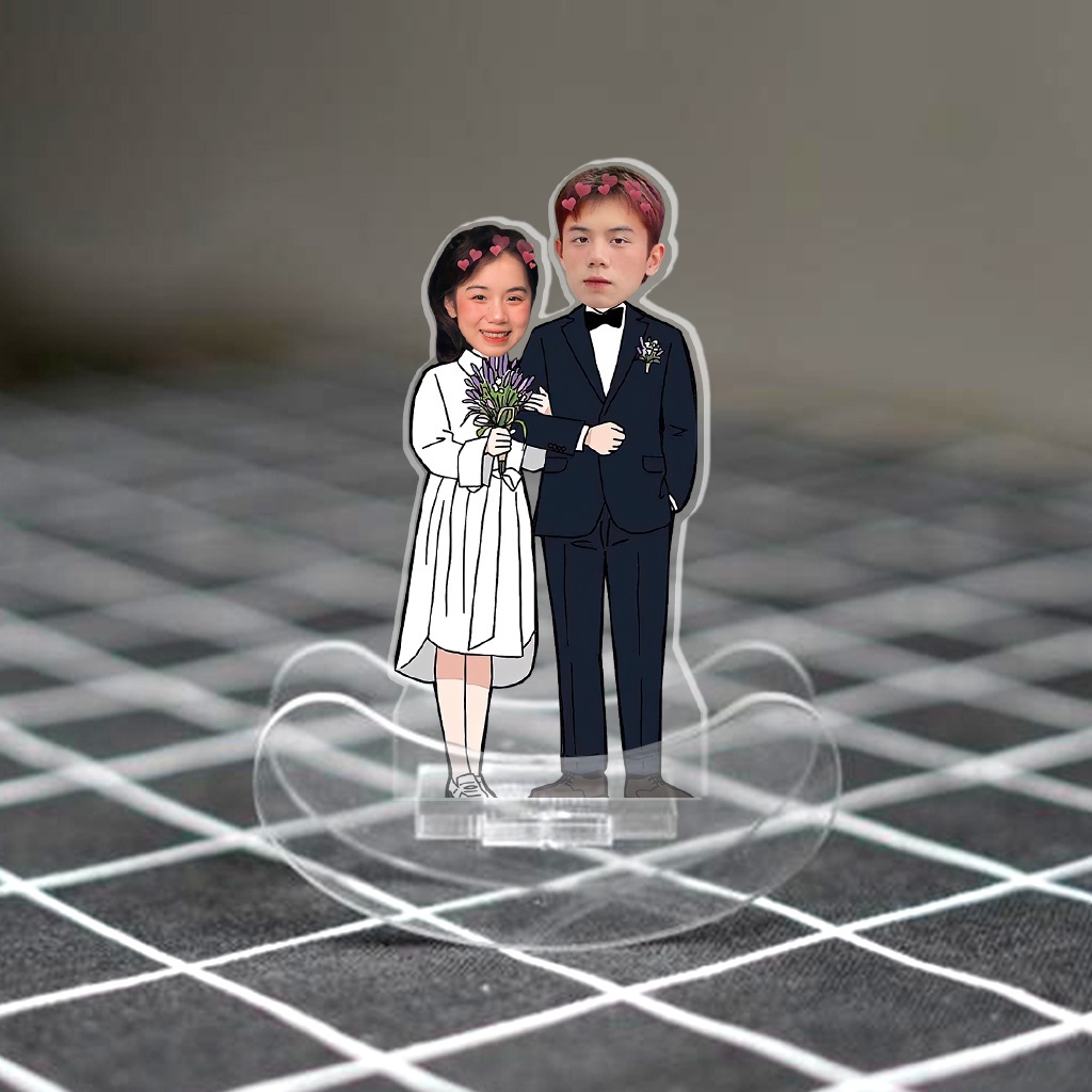 Standee lắc lư cặp đôi in theo yêu cầu chibi đáng yêu quà tặng cho người yêu, người thân, bạn bè
