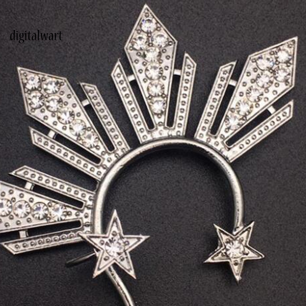 Kỹ Thuật Số| 1 Khuyên Kẹp Vành Tai Không Xỏ Lỗ Hình Học Đính Pha Lê Lấp Lánh Thời Trang Dự Tiệc Cho Nữ