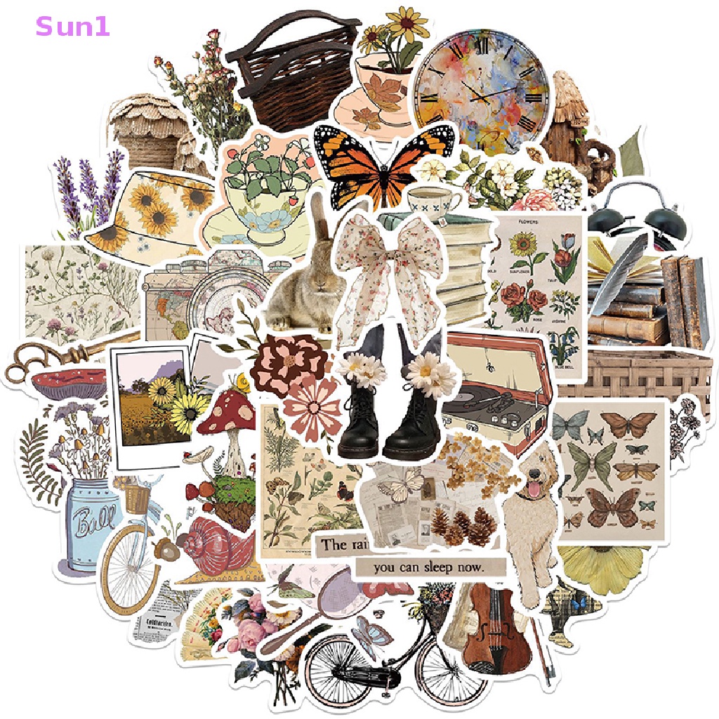 Set 50 Tấm Sticker Họa Tiết Graffiti Dán Trang Trí Sổ Tay / Xe Hơi Phong Cách Retro