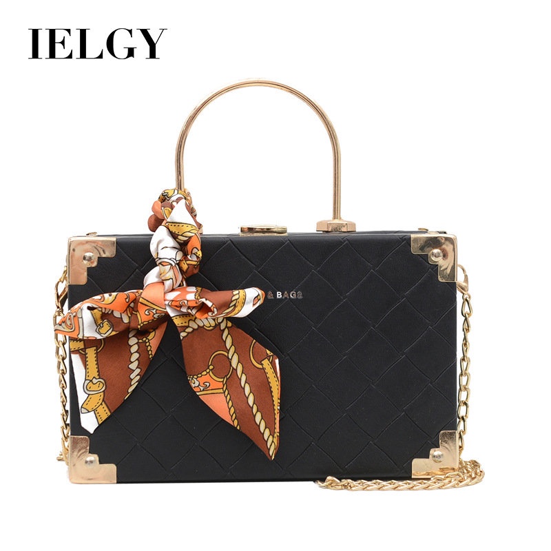 Túi Xách Đeo Vai Hình Vuông Cỡ Nhỏ Bằng Lụa Phối Khăn Quàng Cổ Phong Cách Âu Mỹ Cổ Điển Thời Trang Cho