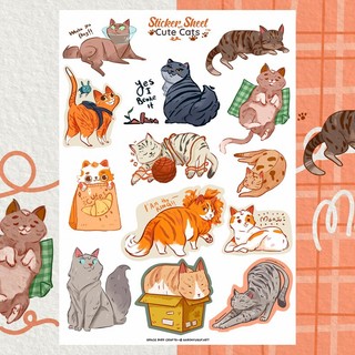Sticker sheet cute cat - chuyên dán, trang trí sổ nhật kí, sổ tay | Bullet journal sticker - unim079