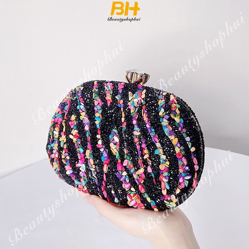 Túi Xách Đeo Chéo Họa Tiết Vân Đá Nhiều Màu Sắc Phối Dây Xích Thời Trang Mới 2023