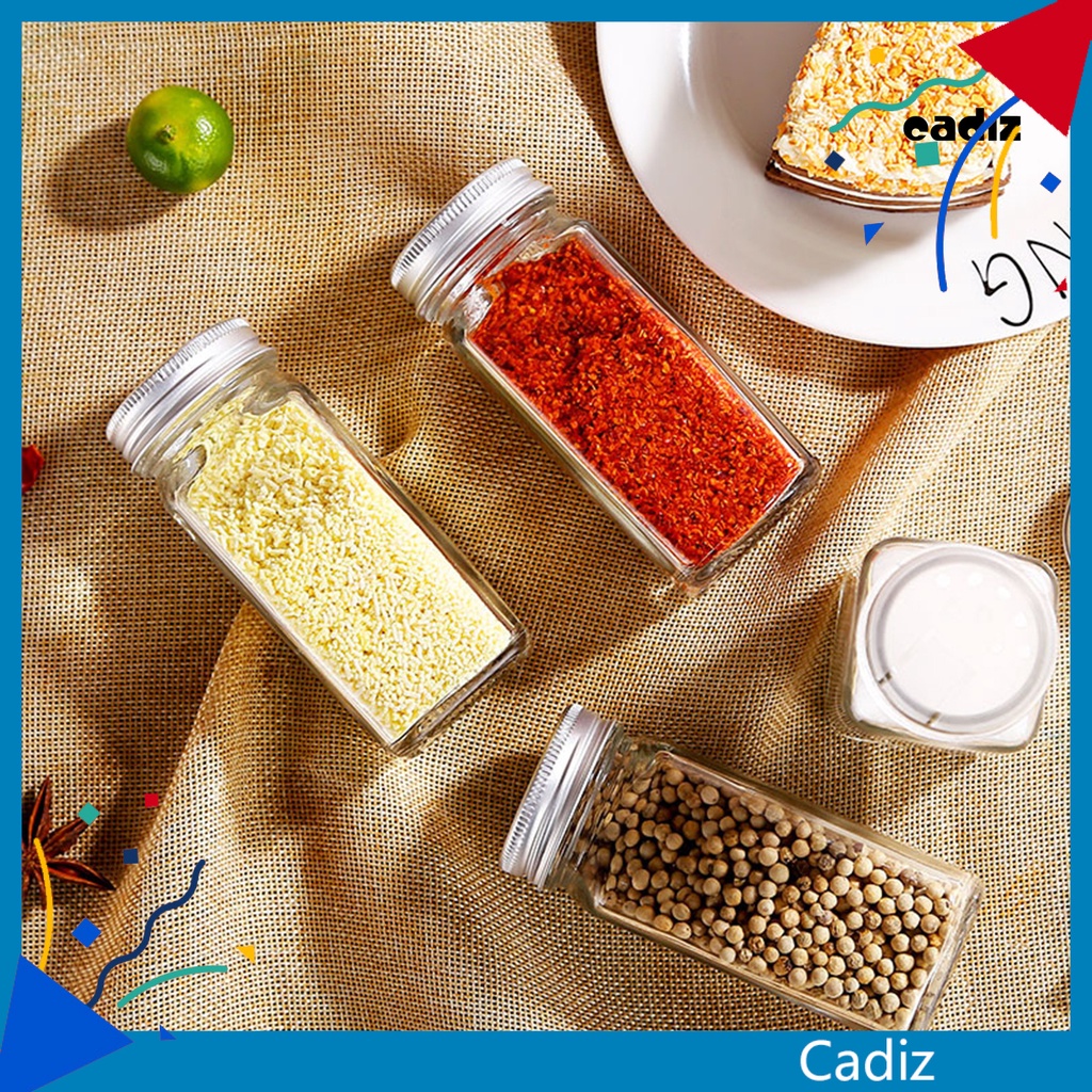 Bộ 5 Lọ Thủy Tinh Vuông Rỗng Chống Ẩm Mốc Đựng Gia Vị Tiết Kiệm Không Gian