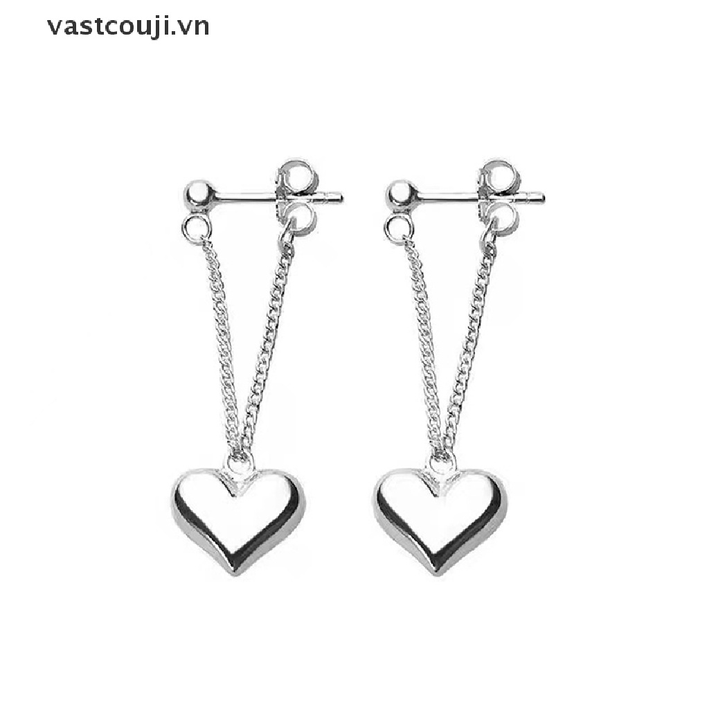 Bông Tai Tua Rua Hình Trái Tim Màu Bạc Phong Cách Cổ Điển Thời Trang Chống Dị Ứng Cho Nữ