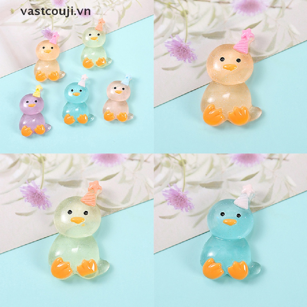 Set 2 Tượng Gà Con Mini Bằng Nhựa Resin Phát Quang Dễ Thương Dùng Để Trang Trí DIY