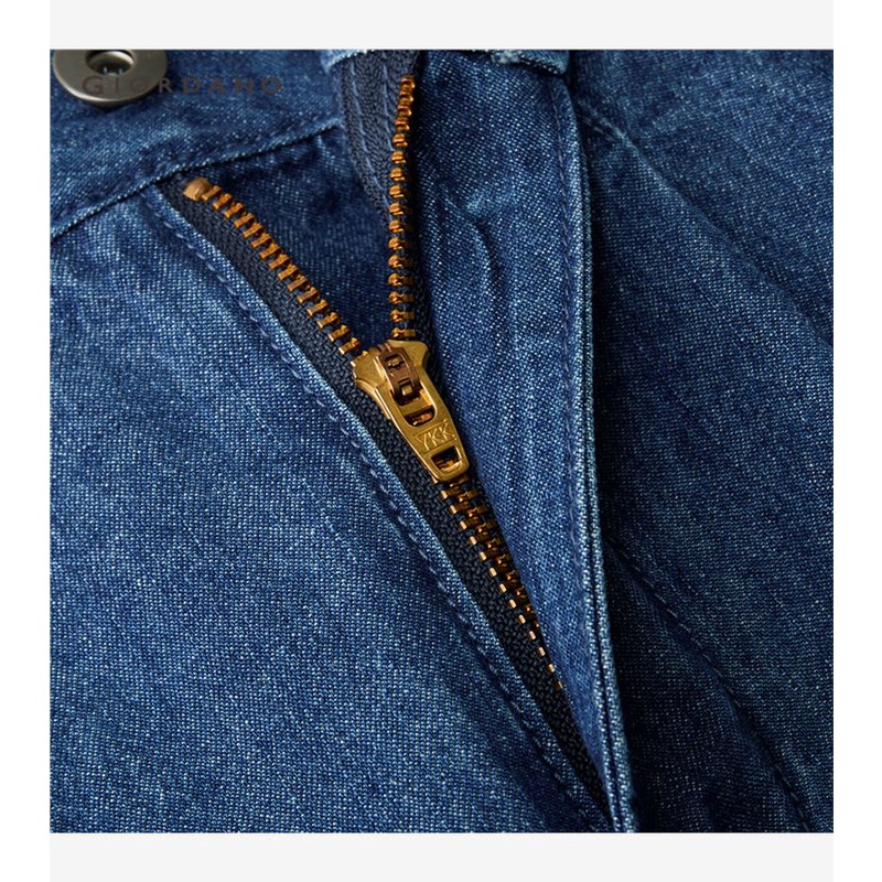 Quần denim GIORDANO 13423201 cotton lưng cao vừa xếp nếp nhẹ dành cho nữ