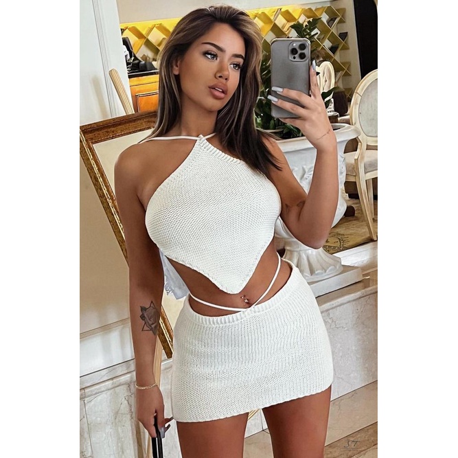 Bộ Đồ Bơi 2 Mảnh Áo + Chân Váy Ôm Dáng Y2K CY03 Cho Nữ