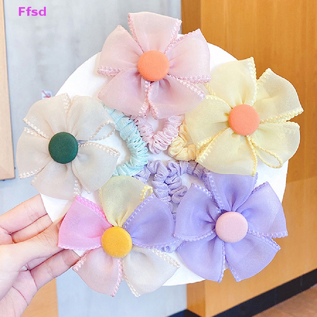 Băng Đô Cài Tóc Co Giãn Đính Hoa Hoạt Hình Ngọt Ngào Cho Bé Gái