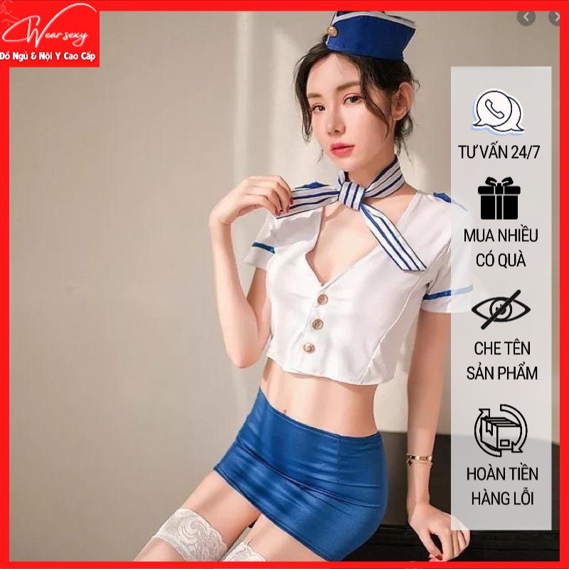 Cosplay Tiếp Viên Nữ Cảnh Sát Váy Ngắn Siêu Sexy Gợi cảm 1241 [CWEAR.SEXY_ĐỒ NGỦ & NỘI Y CAO CẤP]