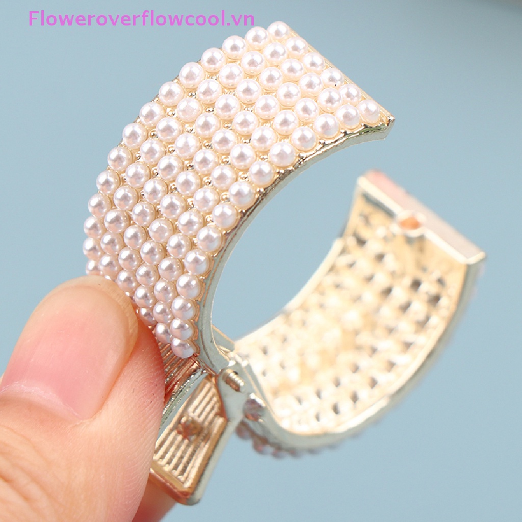 Fofc Kẹp Tóc Càng Cua Đính Đá Ngọc Trai Giả Cố Định Tóc Đuôi Ngựa Cao Bán Chạy
