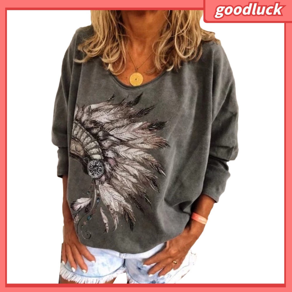 Áo Thun Tay Dài Cổ Tròn Màu Trơn In Họa Tiết Thời Trang Mùa Thu Cho Nữ