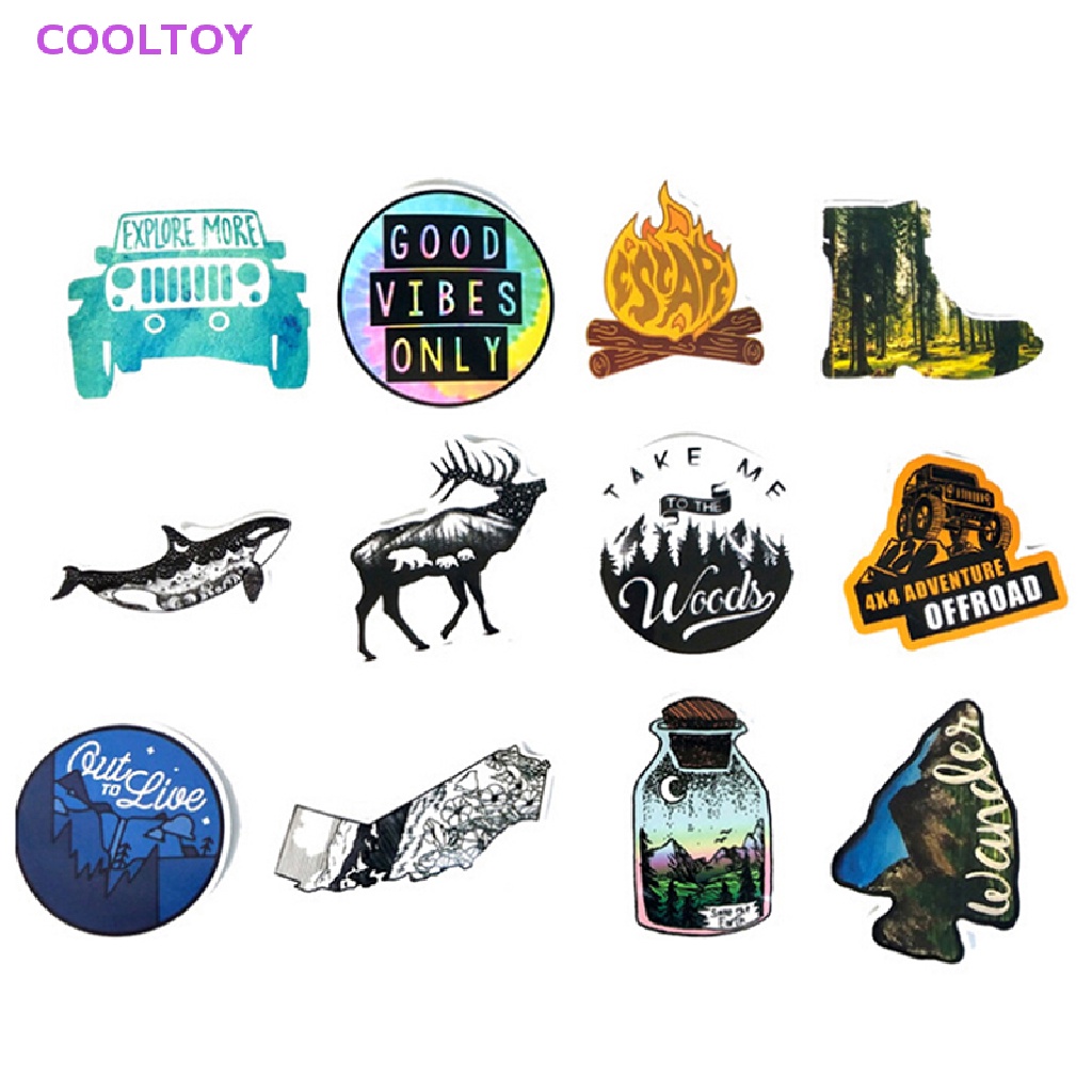 Cooltoy Bộ 65 Miếng Dán PVC Chống Thấm Nước Hình Phong Cảnh Du Lịch Leo Núi