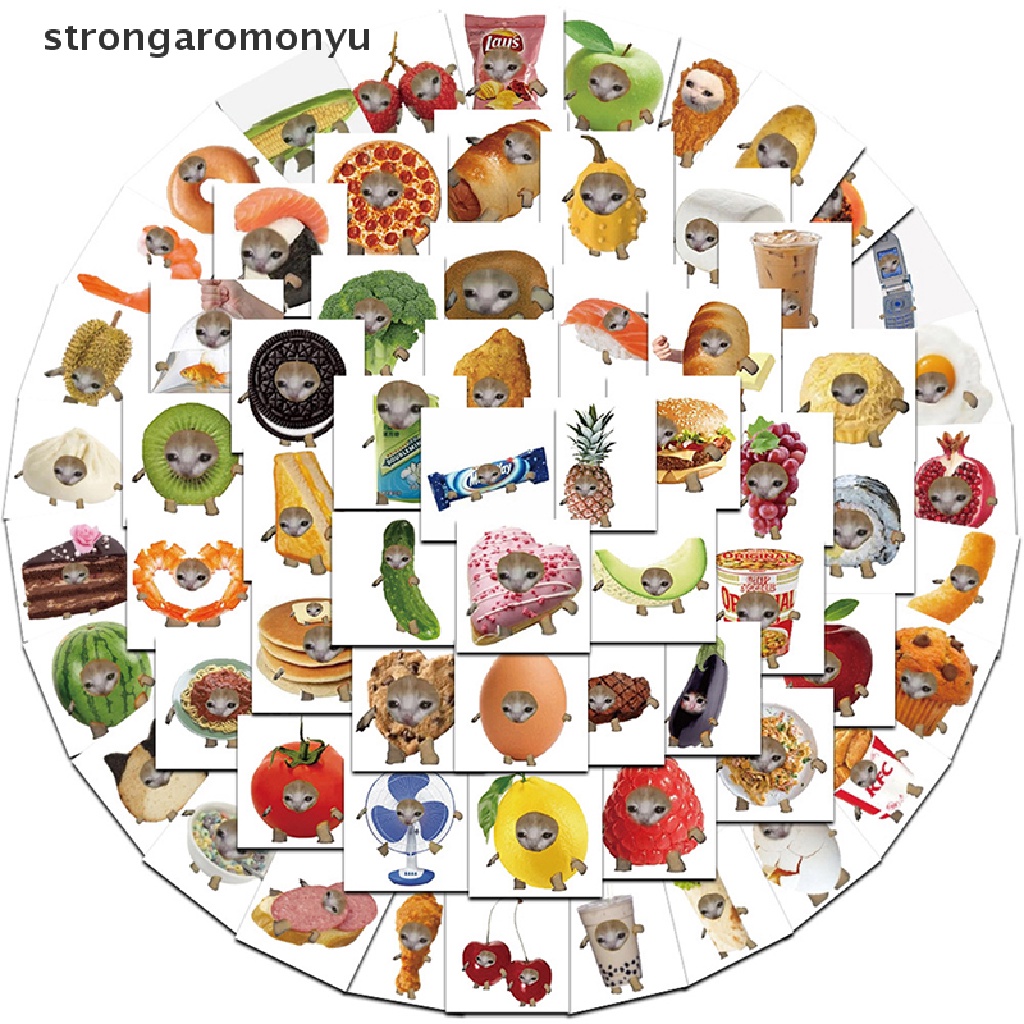 Bộ 69 Miếng Dán Hình Mèo Vui Nhộn Dùng Trang Trí Vali Laptop Ipad Điện Thoại