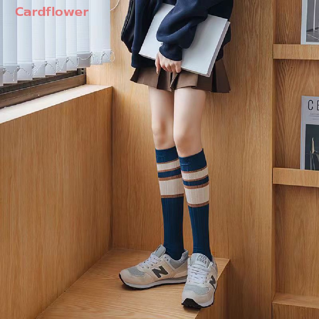 &lt; Cardflower &gt; Vớ Dài Qua Gối Mỏng Kẻ Sọc Nhiều Màu Sắc Thoải Mái Thoáng Khí Thoải Mái Mùa Hè Cho Nữ Sinh / Tiệc Sinh Viên / Tiệc Tùng Mới