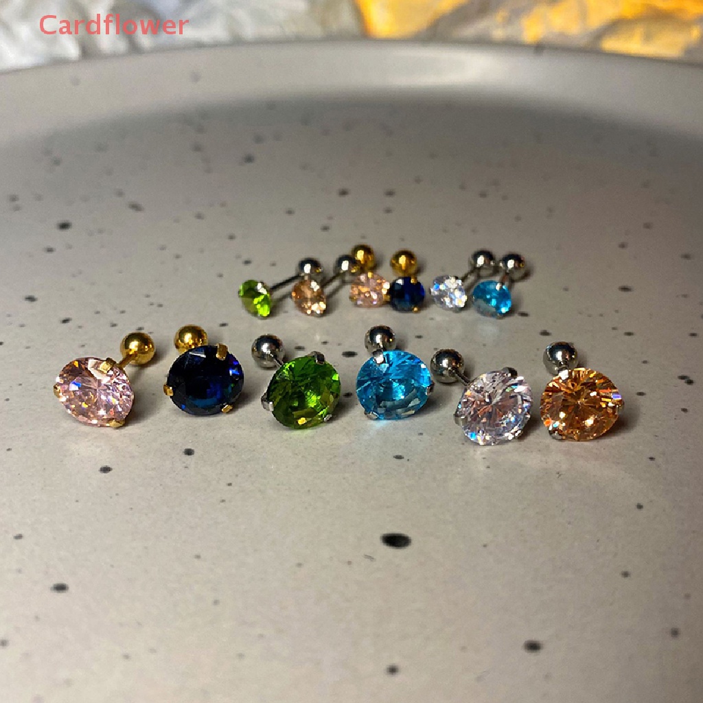1 Khuyên Tai Đính Đá Zircon 5 / 8mm Thời Trang Mới