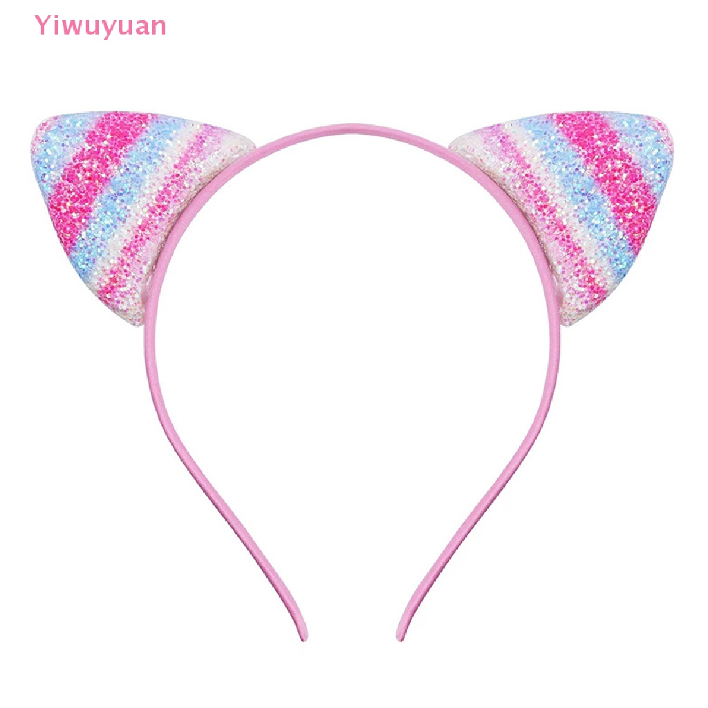 < Yiwuyuan > Băng Đô Tai Mèo Hoạt Hình Đính Sequin Tùy Chỉnh Ngọt Ngào Cho Trẻ Em