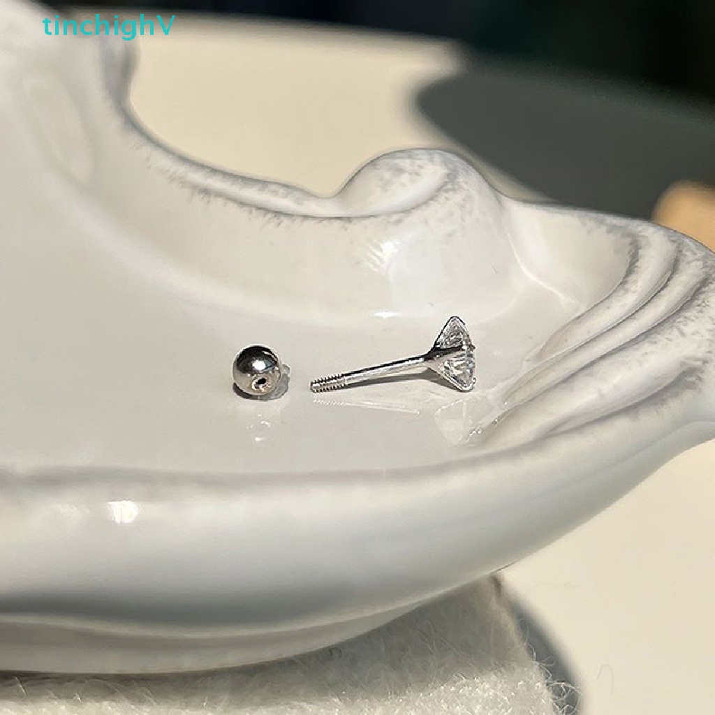 1 Cặp Khuyên Tai Pha Lê Zircon 3 / 4 / 5mm Bằng Thép Không Gỉ Cho Nữ