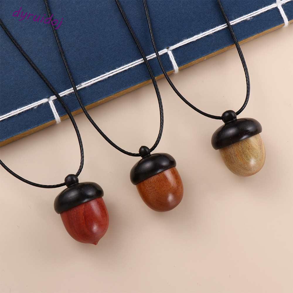 Dyruidoj1 Vòng cổ Mặt Gỗ Mun Hình Nón Quả Thông Đơn Giản Phong Cách Trung Hoa Làm Quà Tặng Trang Sức Cho Nữ