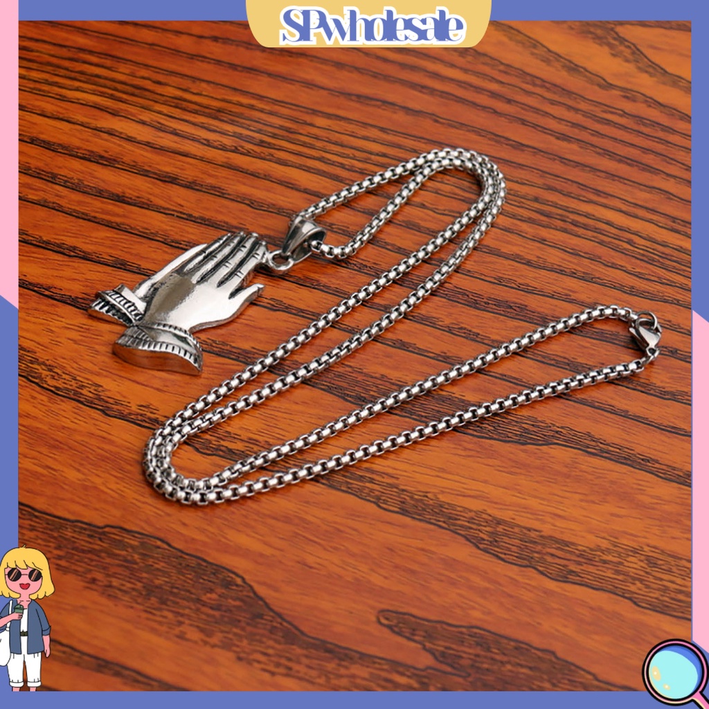 &lt;SPwholesale&gt; Vòng cổ Mặt Hình Bàn Tay May Mắn Bằng Thép Không Gỉ