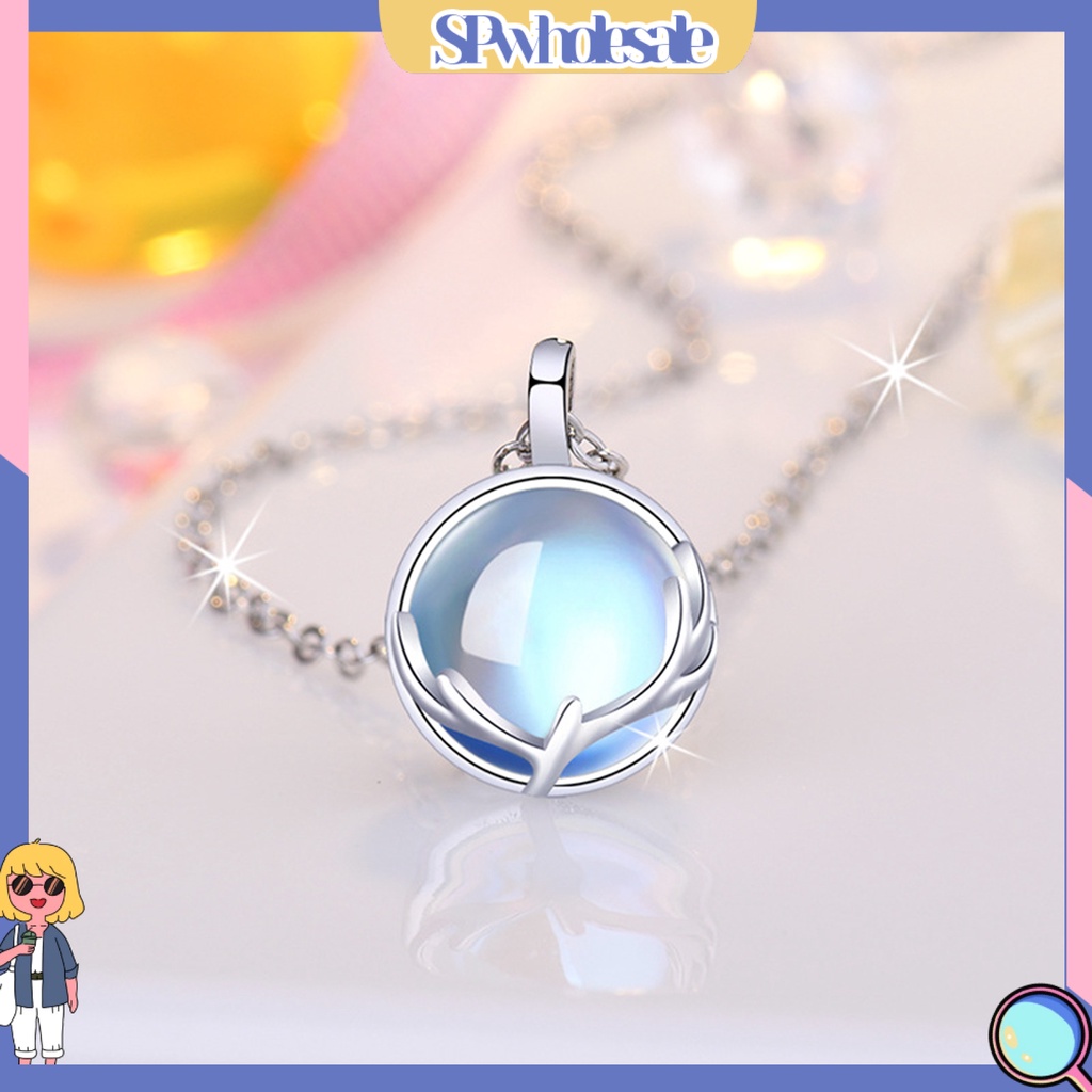 &lt;SPwholesale&gt; Vòng cổ Nữ Mặt Đá Mặt Trăng Giả Trong Suốt Ngọt Ngào Chống Rỉ Sét Lên Màu Nhanh