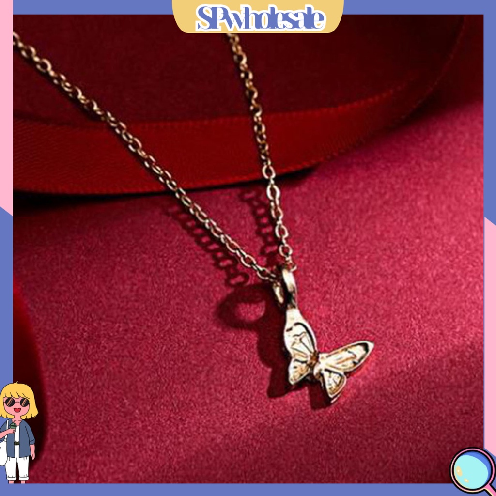 <SPwholesale> Vòng cổ Mạ Bạc Mặt Hình Bướm Lấp Lánh