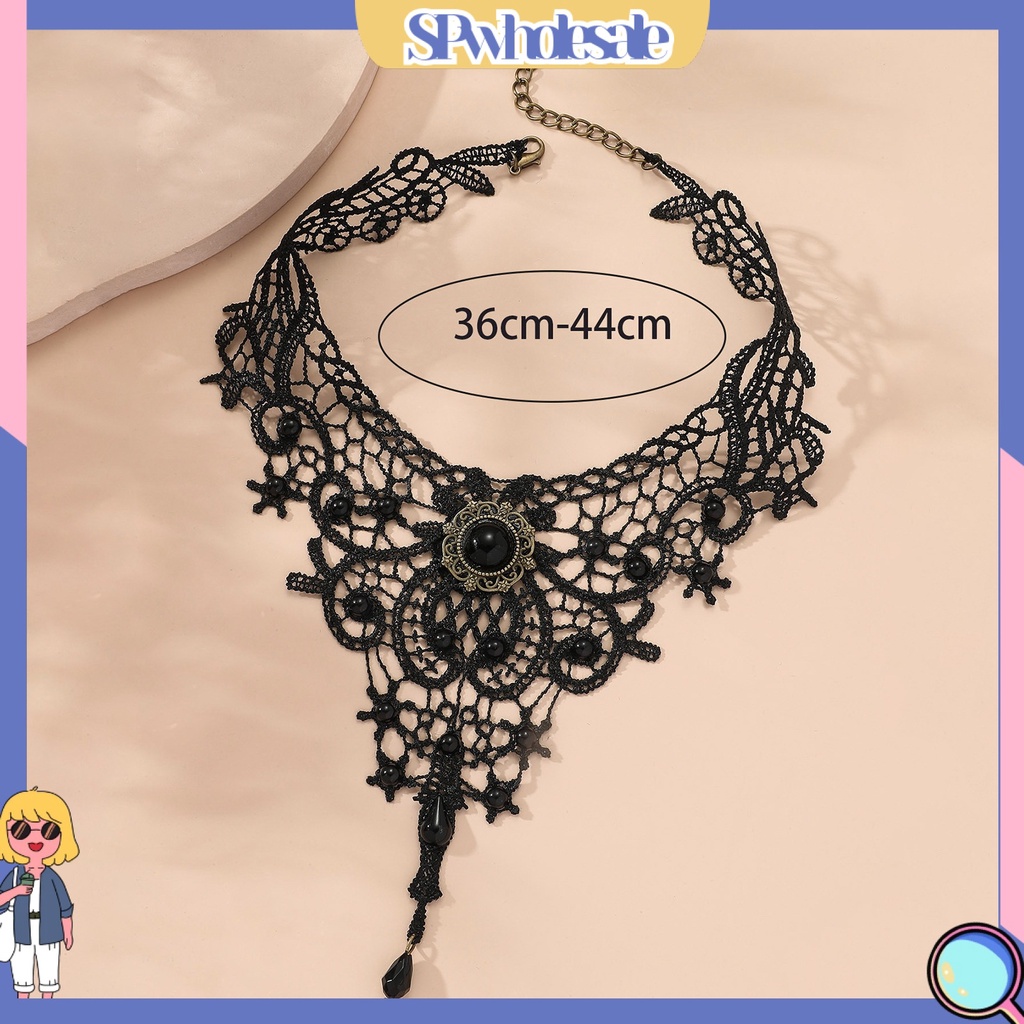<SPwholesale> Vòng Cổ Choker Ren Đan Móc Phong Cách Retro Tinh Tế Có Thể Điều Chỉnh Phù Hợp Với Mọi Ngày