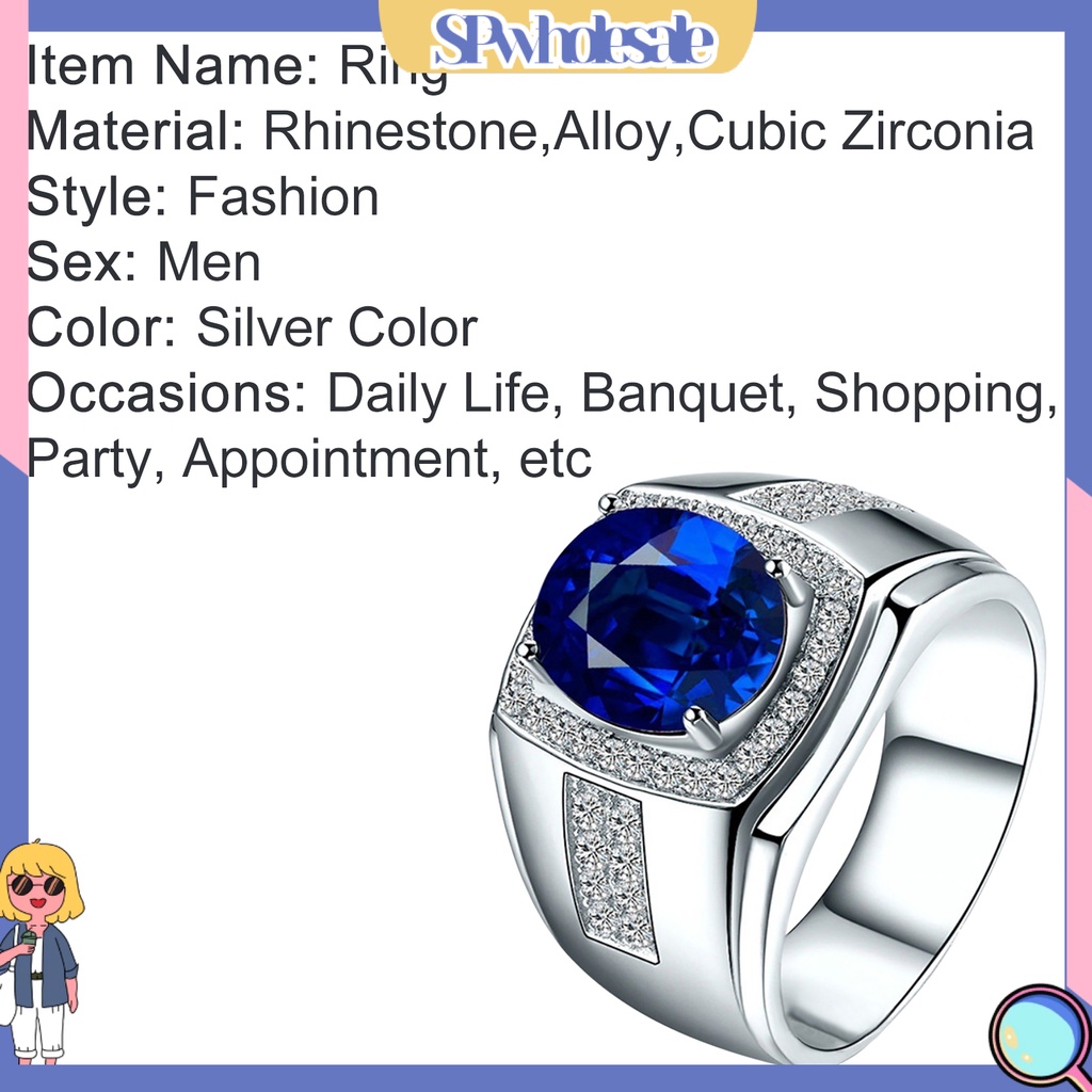 <SPwholesale> Nhẫn Đính Đá Zircon Sang Trọng Cho Nam