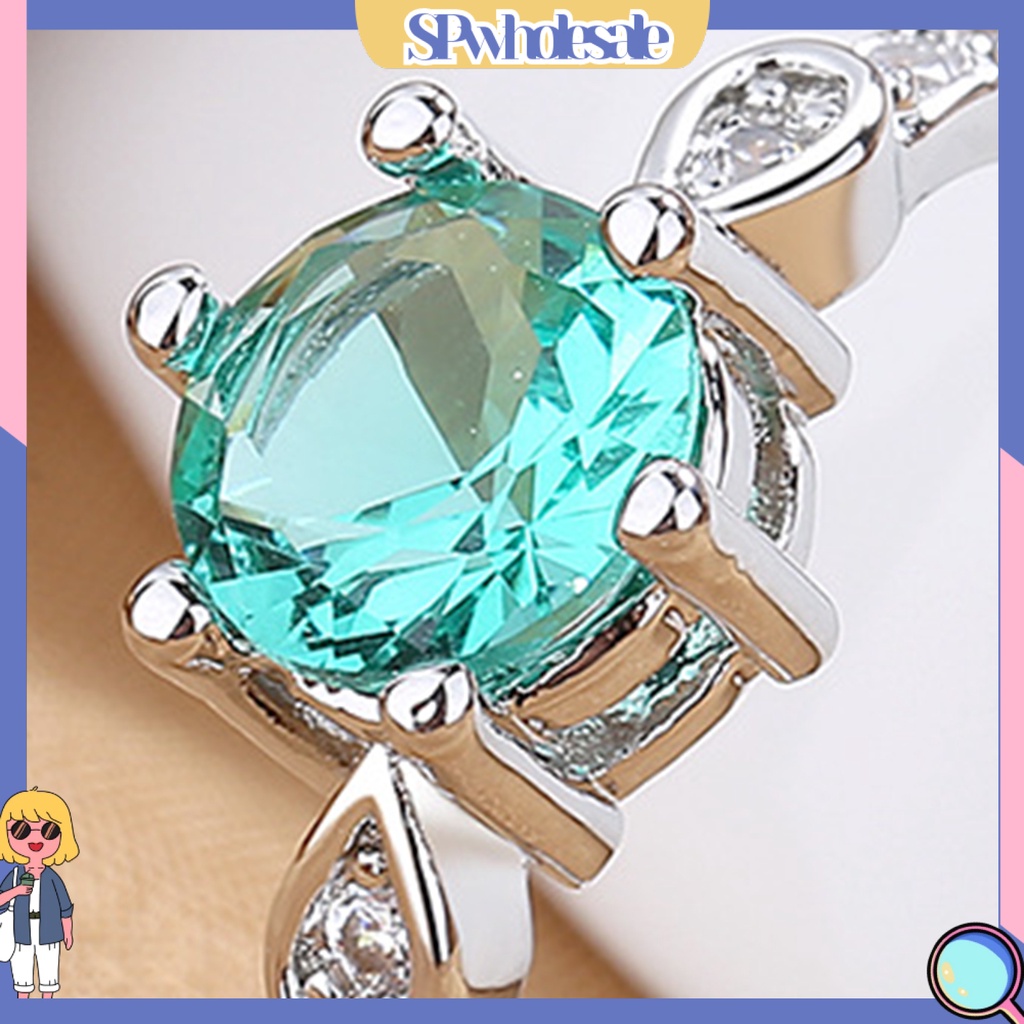 <SPwholesale> Nhẫn Cưới Dạng Hở Đính Đá Zircon Hình Giọt Nước Sáu Móng Lấp Lánh Có Thể Điều Chỉnh Quà Tặng Trang Sức Thời Trang Cho Nữ
