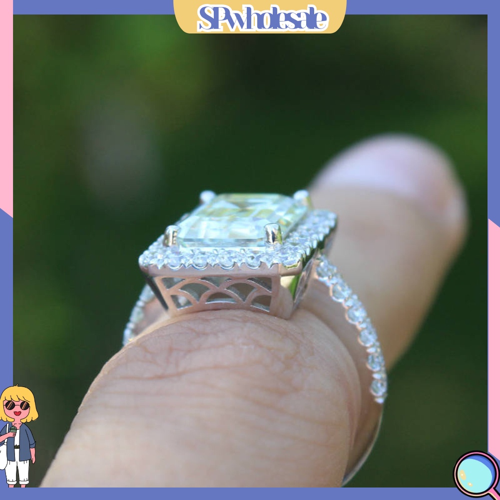 <SPwholesale> Nhẫn Đính Hôn Mặt Vuông Đính Đá Sang Trọng Dành Cho Nữ