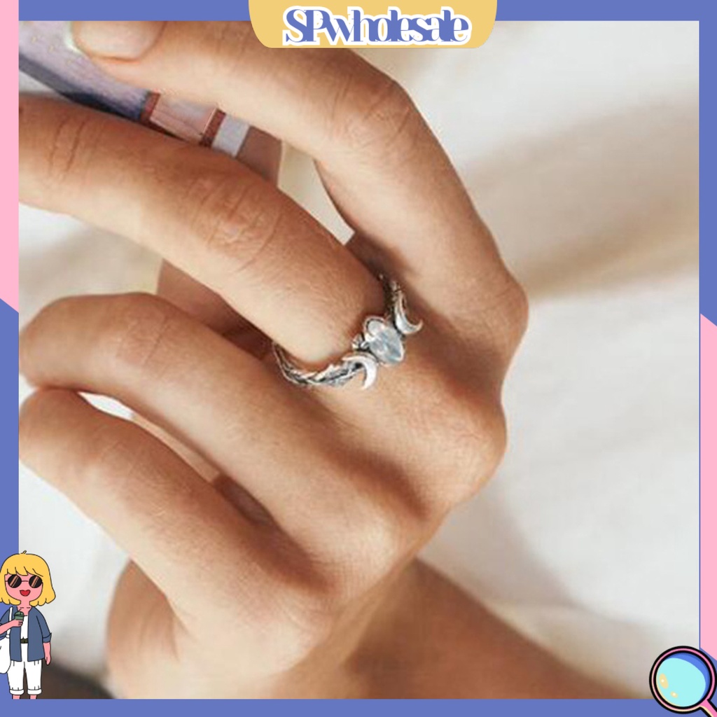 <SPwholesale> Nhẫn Nữ Màu Bạc Tinh Tế Phong Cách Retro Thời Trang Mặc Hàng Ngày