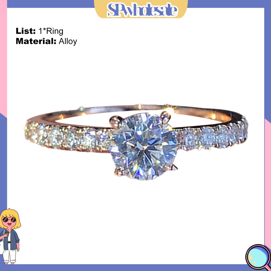 <SPwholesale> Nhẫn Đính Đá Lấp Lánh Phong Cách Cổ Điển Cho Cô Dâu