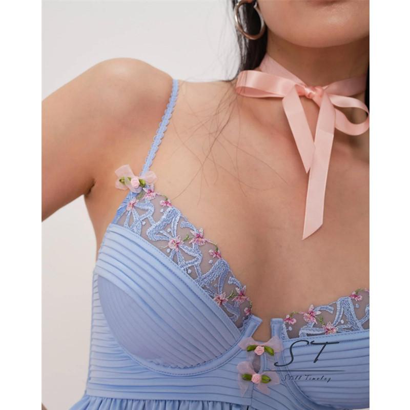 Đầm Hai Dây Phối Ren Hoa Thời Trang Mùa Hè CY03 Cho Nữ