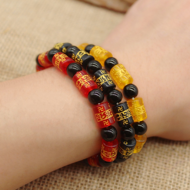 Vòng Đeo Tay May Mắn Bằng Hạt Pha Lê Chữ Phật Giáo