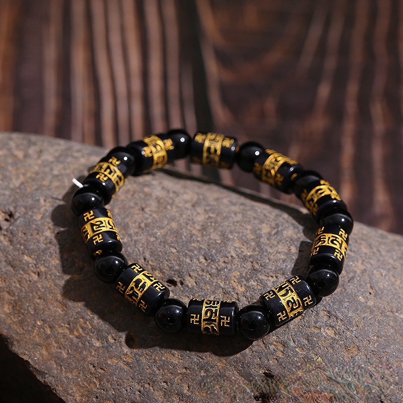 Vòng Đeo Tay May Mắn Bằng Hạt Pha Lê Chữ Phật Giáo