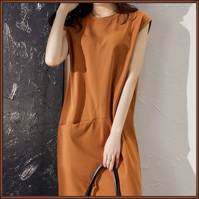 Đầm Cổ Tròn Dáng Rộng Màu Sắc Thanh Lịch Dành Cho Nữ