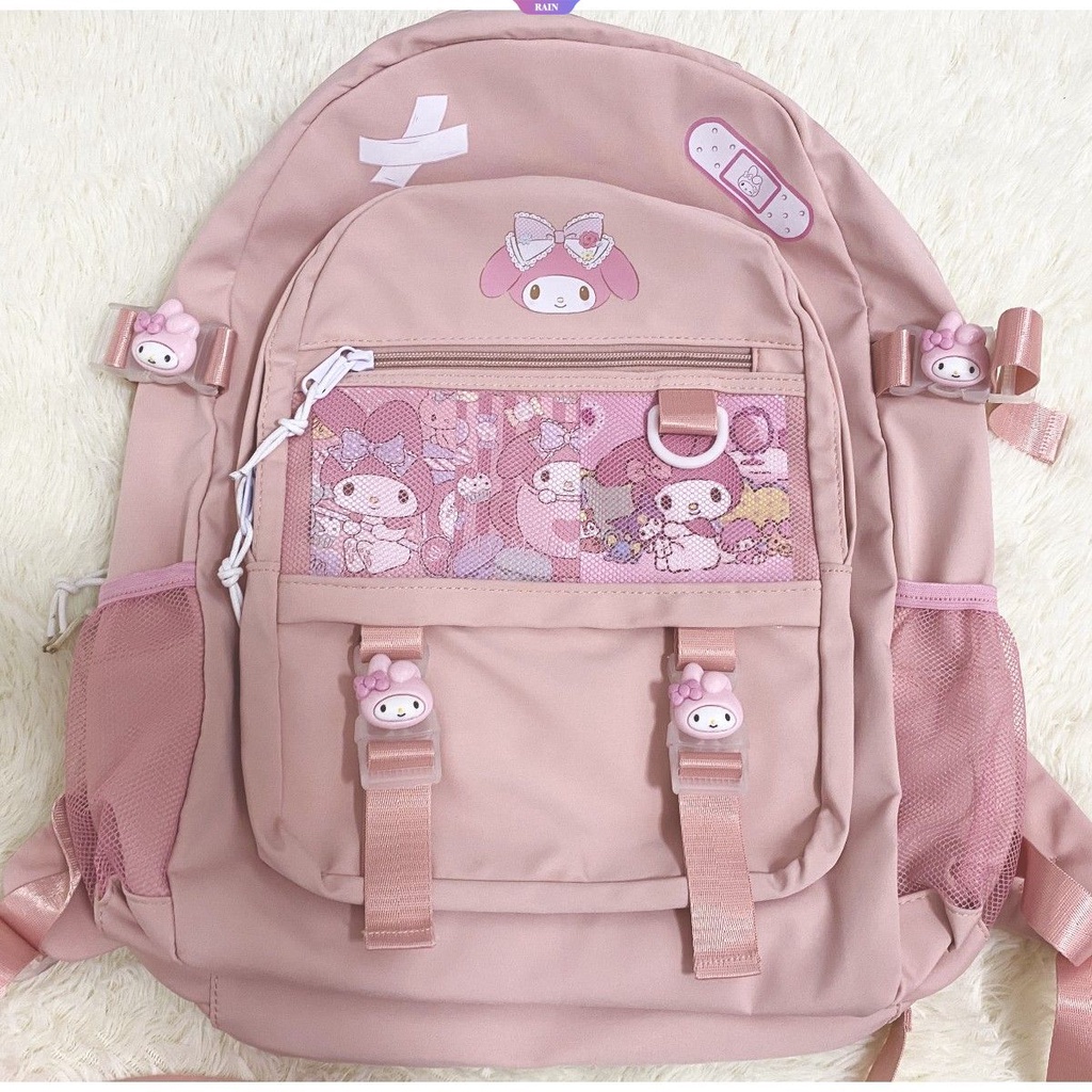 Ba Lô Đựng Laptop Sức Chứa Lớn Họa Tiết Hoạt Hình Sanrio My Melody Cinnamoroll Kuromi Dễ Thương Phong Cách Harajuku Nhật Bản Cho Nữ Sinh Y2k [RAIN]