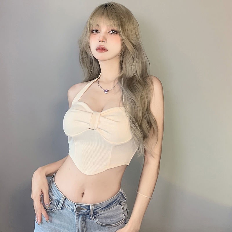[F &amp; X] Áo Croptop Hai Dây Ôm Dáng Phong Cách Pháp Ngọt Ngào Cho Nữ Niche Hot