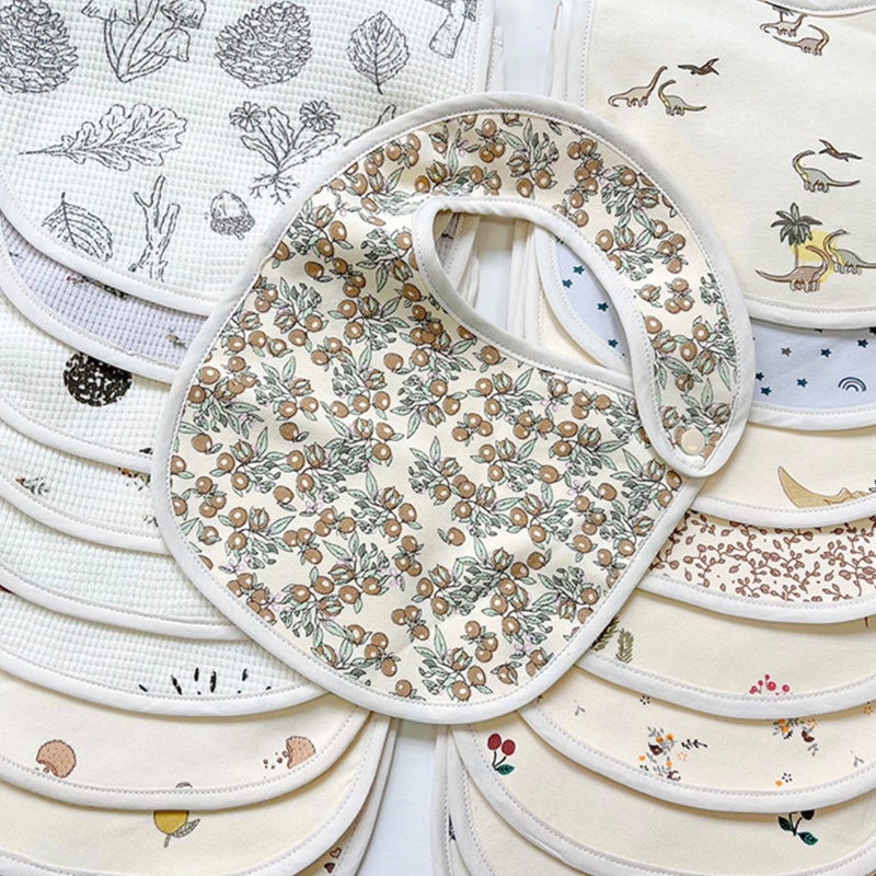 Yếm Ăn Bằng Vải Cotton In Hoạt Hình Dành Cho Bé Trai Gái